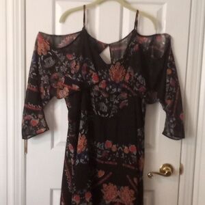Black Floral Dress by River Island Size 24